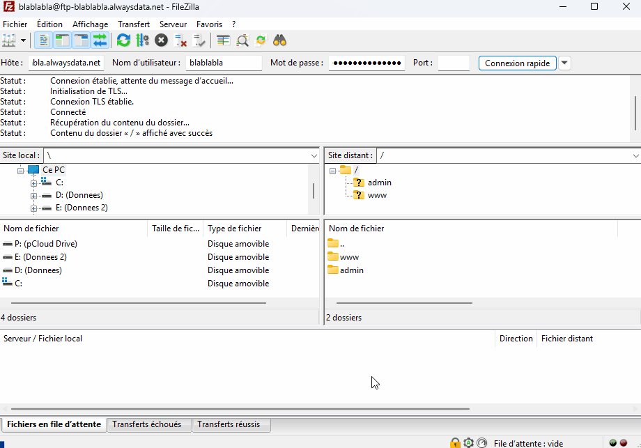 Préparation du dossier distant sur le serveur