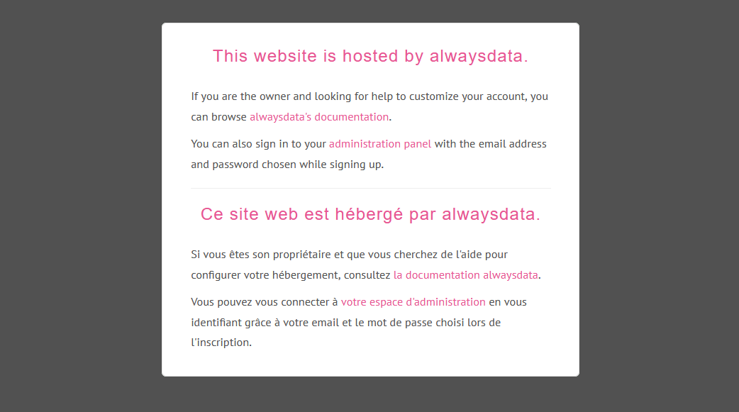 Page par défaut alwaysdata