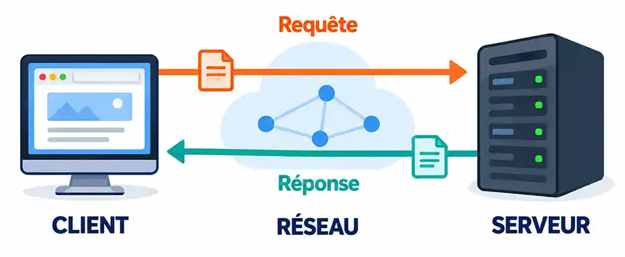Illustration de la relation entre un client et un serveur