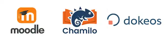 Logos de Moodle Chamilo et Dokeos