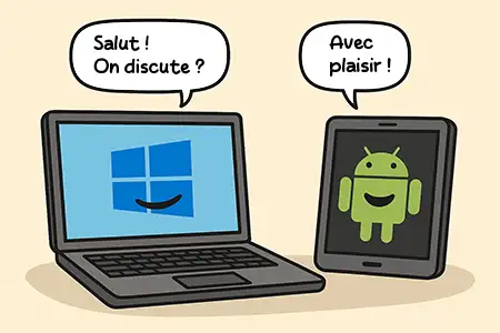 Un ordinateur discute avec une tablette