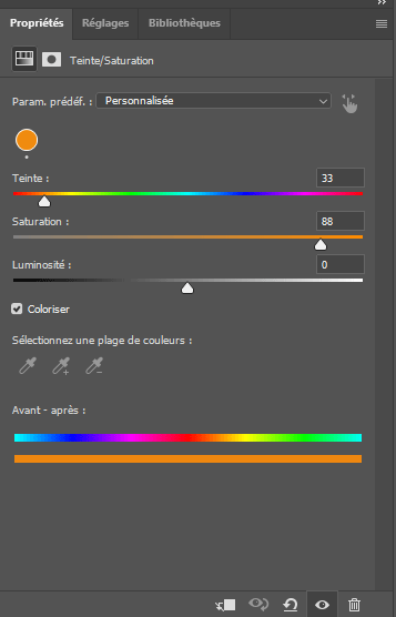 Propriétés du calque de réglage