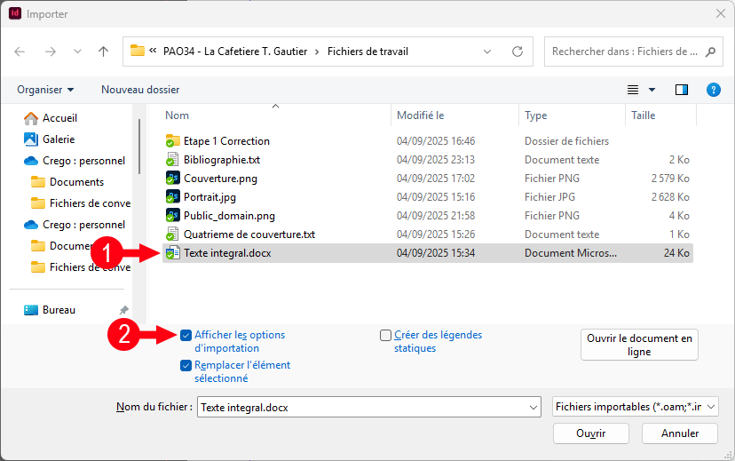 Sélection du fichier