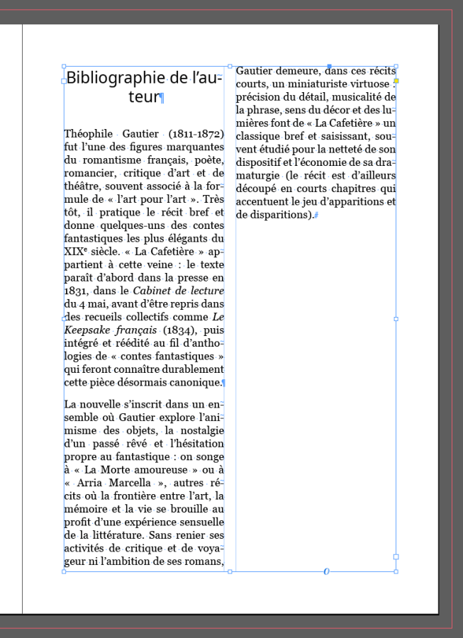 Aperçu de la bibliographie sur deux colonnes