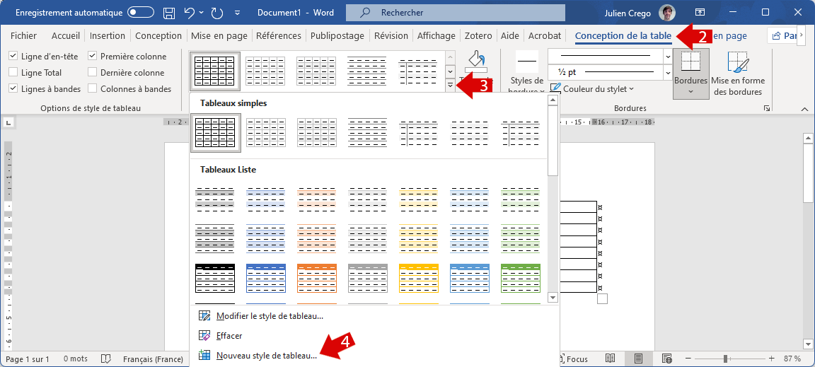 Cr er Un Style De Tableau Sur Word TXT09 Web Formation